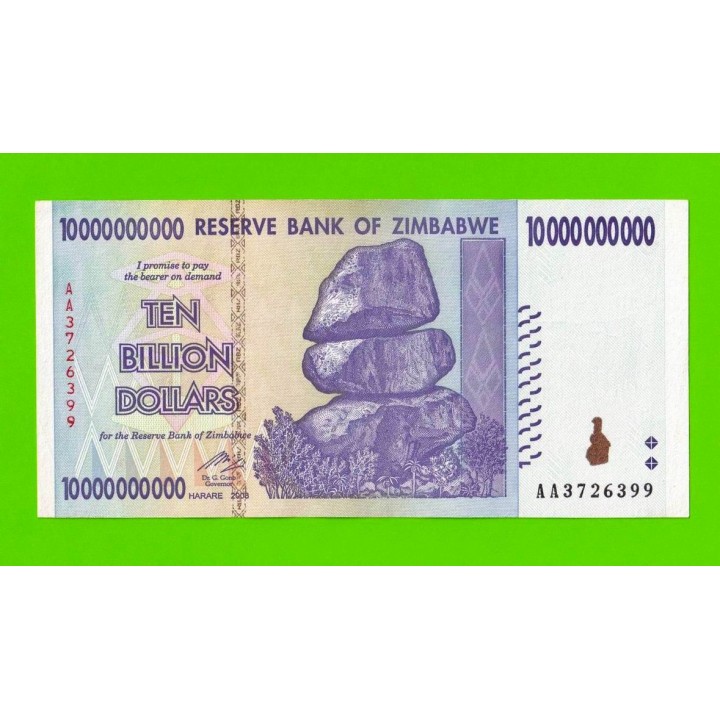 Зимбабве - 10000000000 / 10 миллиардов долларов - 2008 (AA)