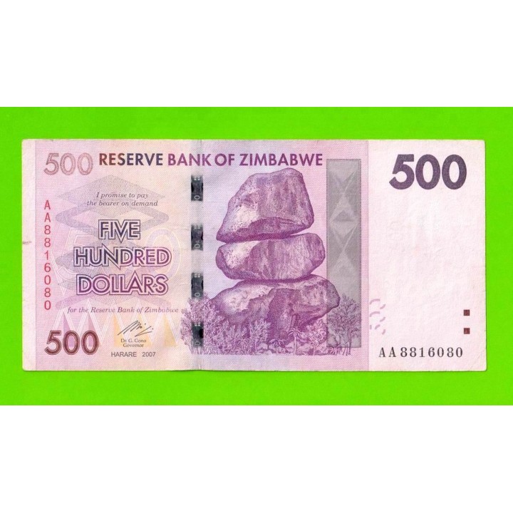 Зимбабве - 500 долларов - 2007 (AA)