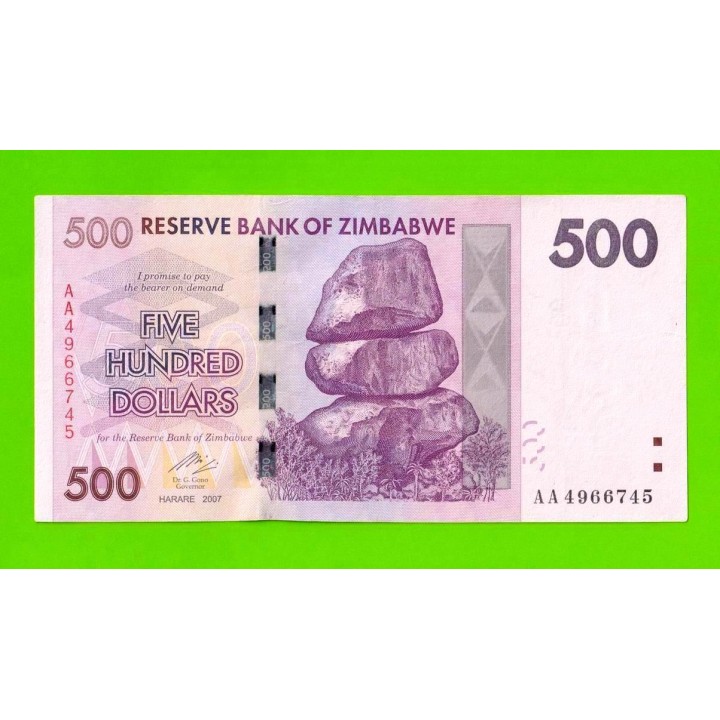 Зимбабве - 500 долларов - 2007 (AA)
