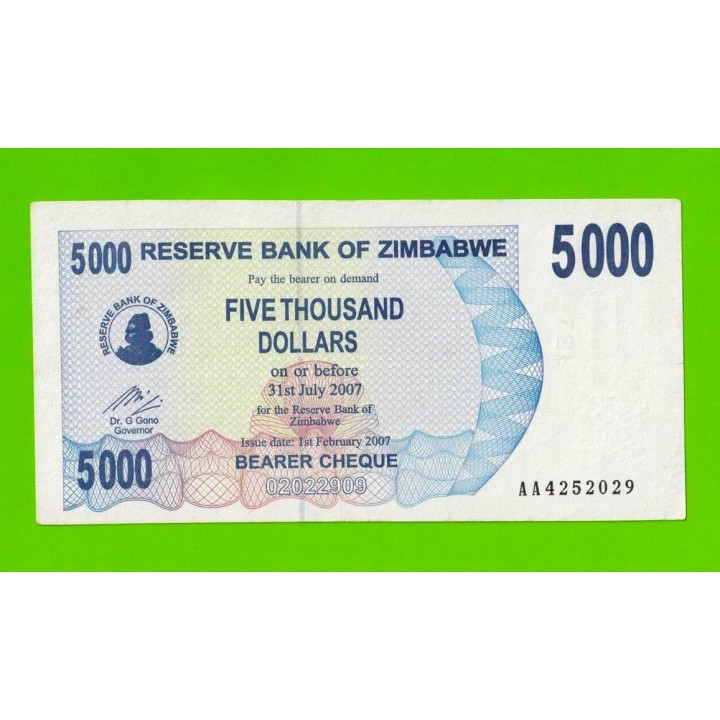 Зимбабве - 5000 долларов - 2007 (AA)