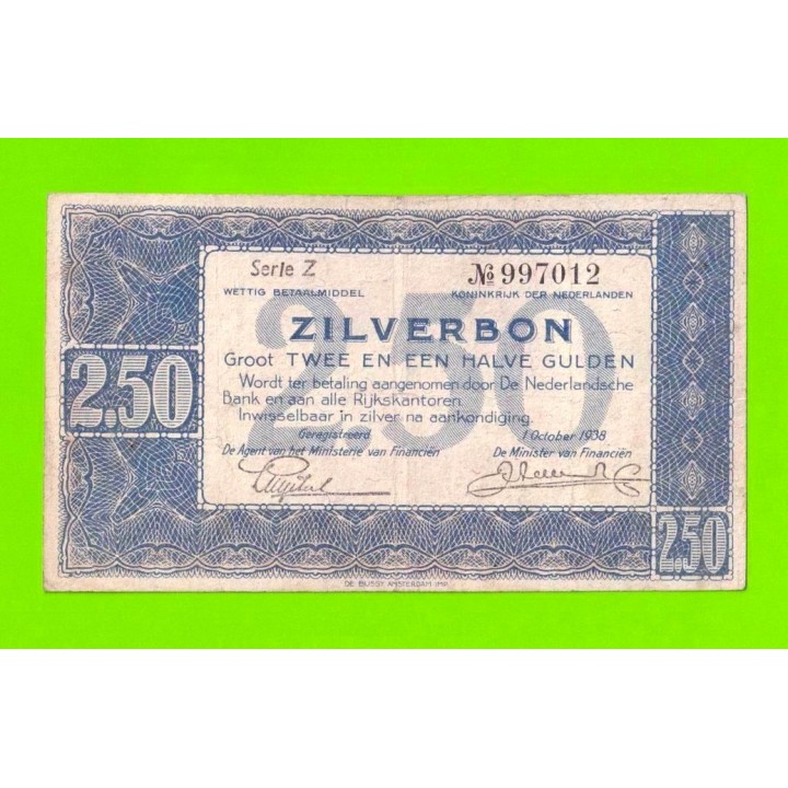 Нидерланды - 2,5 гульдена - 1938