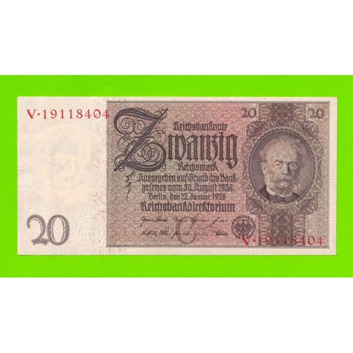 Германия - 20 рейхсмарок (марок) - 1929 - aUNC-!!!