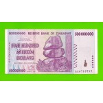 Зимбабве - 500000000 / 500 миллионов долларов - 2008 (AA)