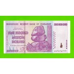 Зимбабве - 500000000 / 500 миллионов долларов - 2008 (AA)