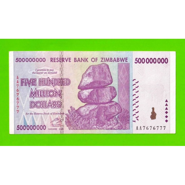 Зимбабве - 500000000 / 500 миллионов долларов - 2008 (AA)