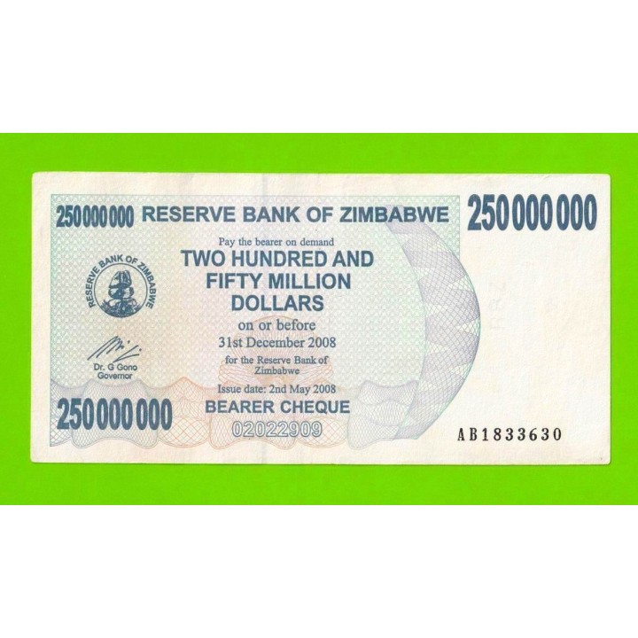 Зимбабве - 250000000 / 250 миллионов долларов - 2008 (AB)