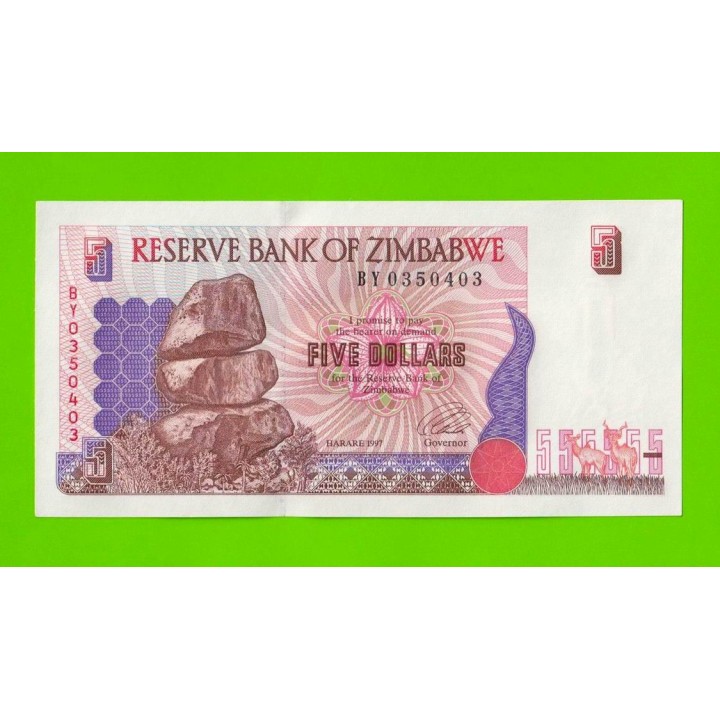Зимбабве - 5 долларов - 1997 (BY) - UNC!!!