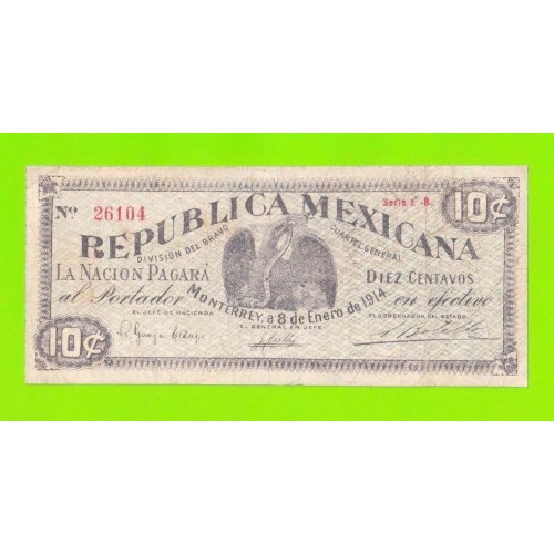 Мексика, Монтеррей - 10 сентаво - 1914