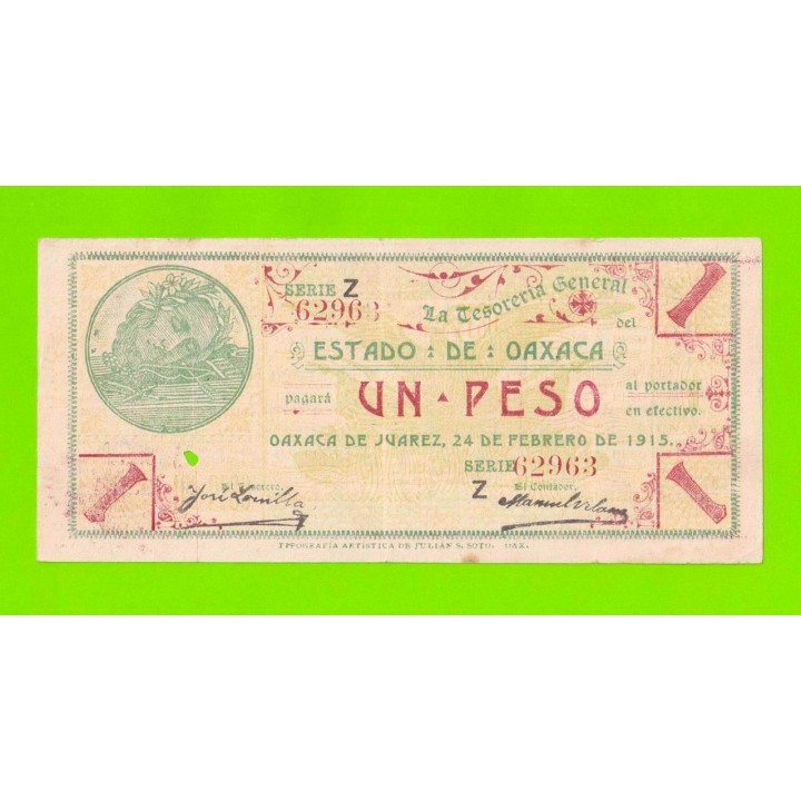 Мексика (Oaxaca) - 1 песо - 1915
