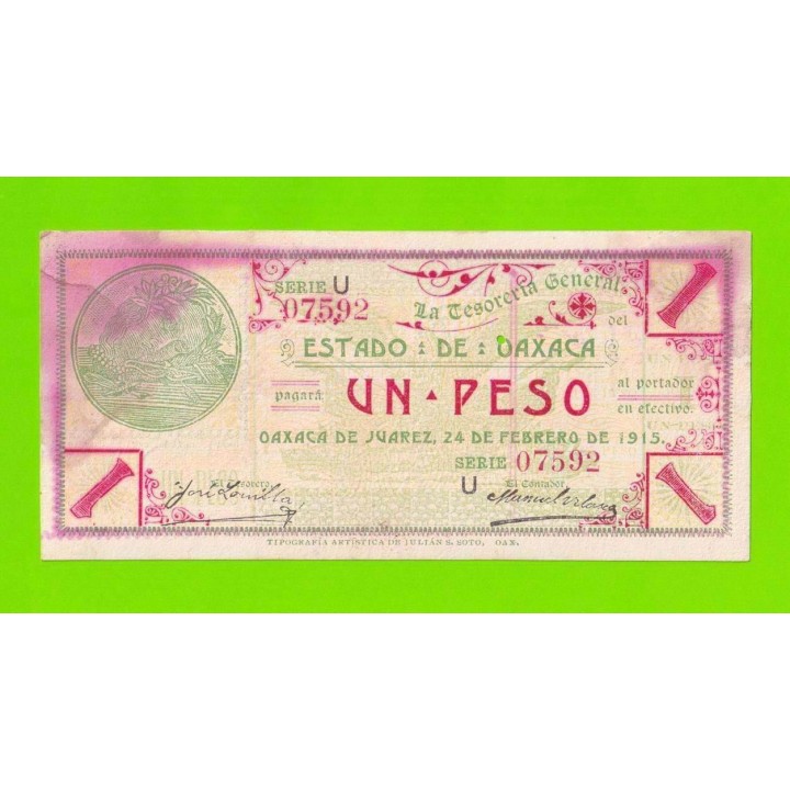 Мексика (Oaxaca) - 1 песо - 1915
