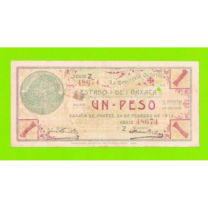 Мексика (Oaxaca) - 1 песо - 1915
