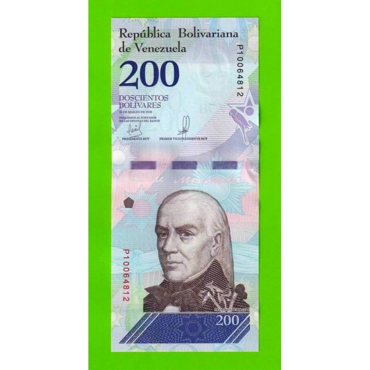 Венесуэла - 200 боливаров - 2018 (P) - UNC!!!