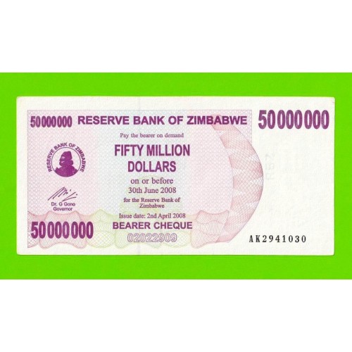 Зимбабве - 50000000 / 50 миллионов долларов - 2008 (AK)