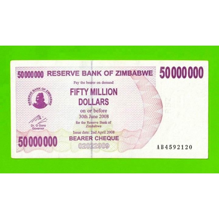 Зимбабве - 50000000 / 50 миллионов долларов - 2008 (AB)