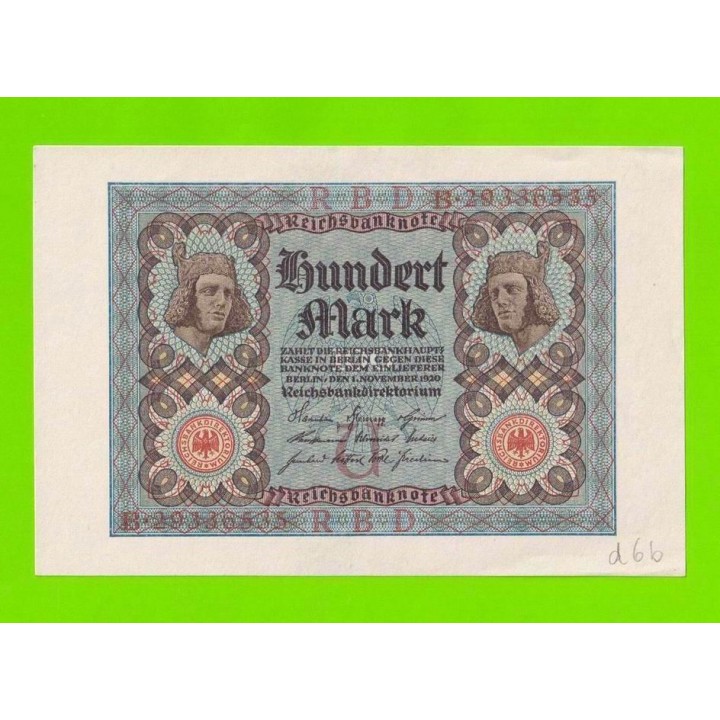 Германия - 100 марок - 1920 - aUNC!!!