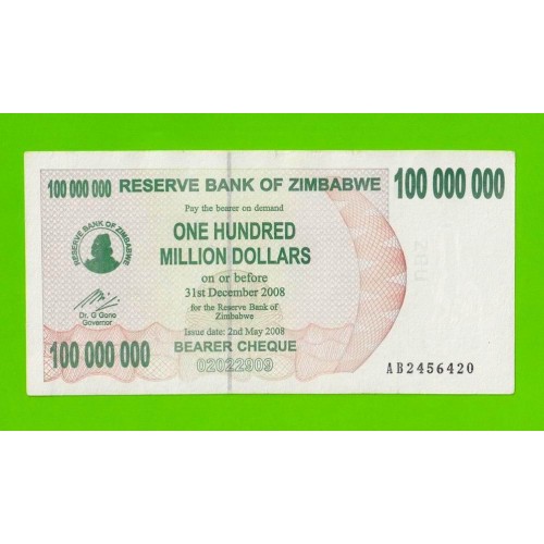 Зимбабве - 100000000 / 100 миллионов долларов - 2008 (AB)