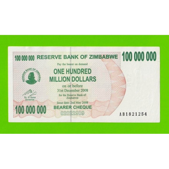Зимбабве - 100000000 / 100 миллионов долларов - 2008 (AB)
