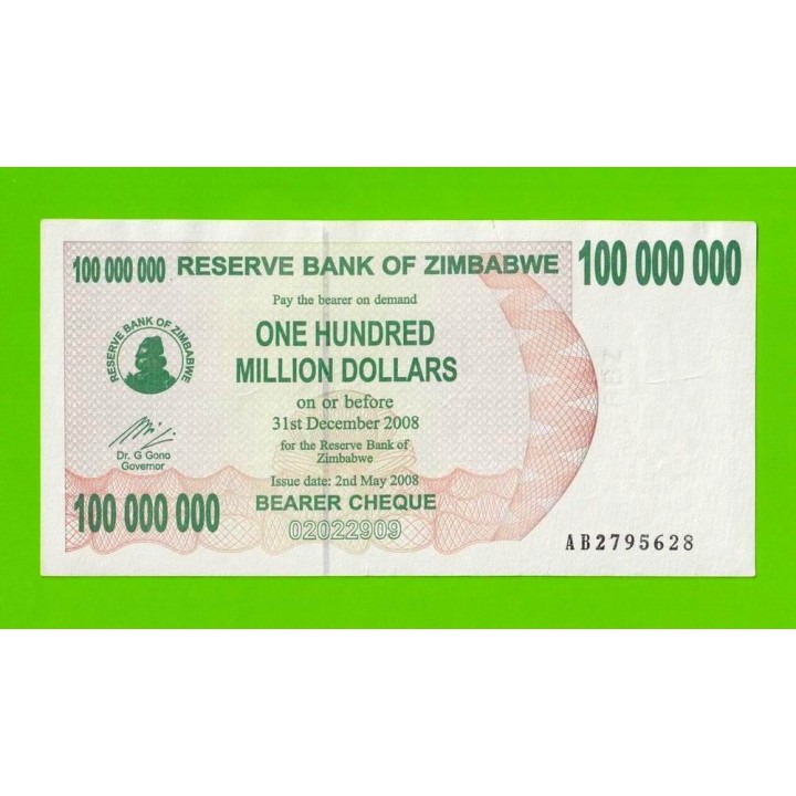 Зимбабве - 100000000 / 100 миллионов долларов - 2008 (AB)