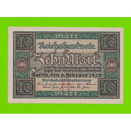Германия - 10 марок - 1920 - aUNC!!!