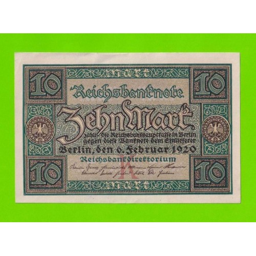 Германия - 10 марок - 1920 - aUNC!!!