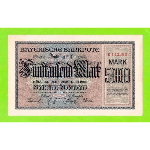 Германия (Бавария, Мюнхен) - 5000 марок - 1922 - aUNC!!!