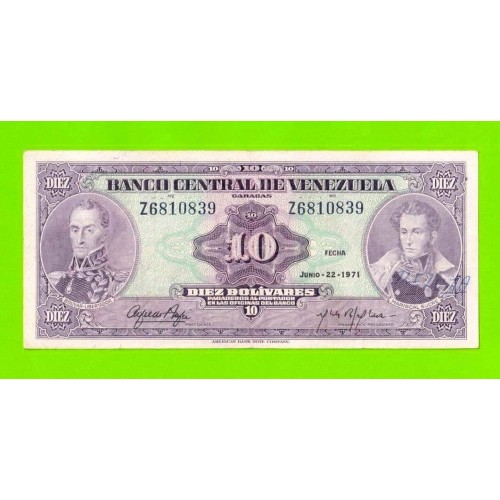 Венесуэла - 10 боливаров - 1971 - РЕДКИЙ ГОД
