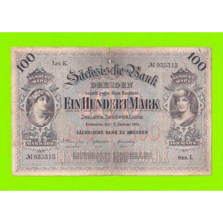Германия, Дрезден - 100 марок - 1911