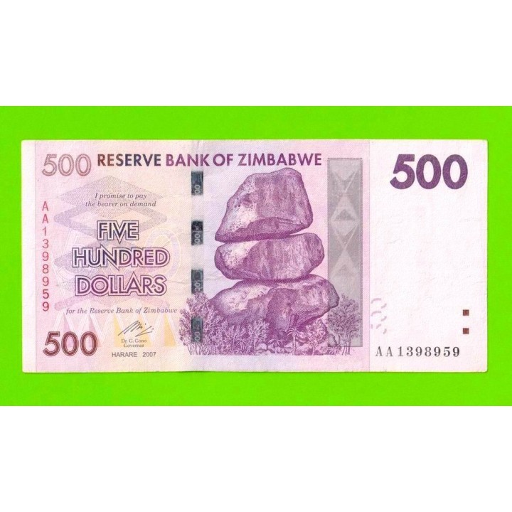 Зимбабве - 500 долларов - 2007 (AA)