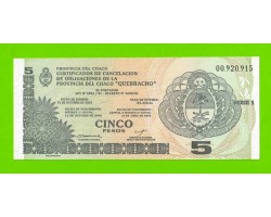 Аргентина, Чако - 5  песо - 2001 - UNC!!!