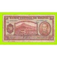 Боливия - 20 боливиано - 1928 - 2 выпуск