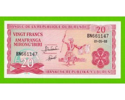 Бурунди - 20 франков - 1988 (BN) - UNC!!!