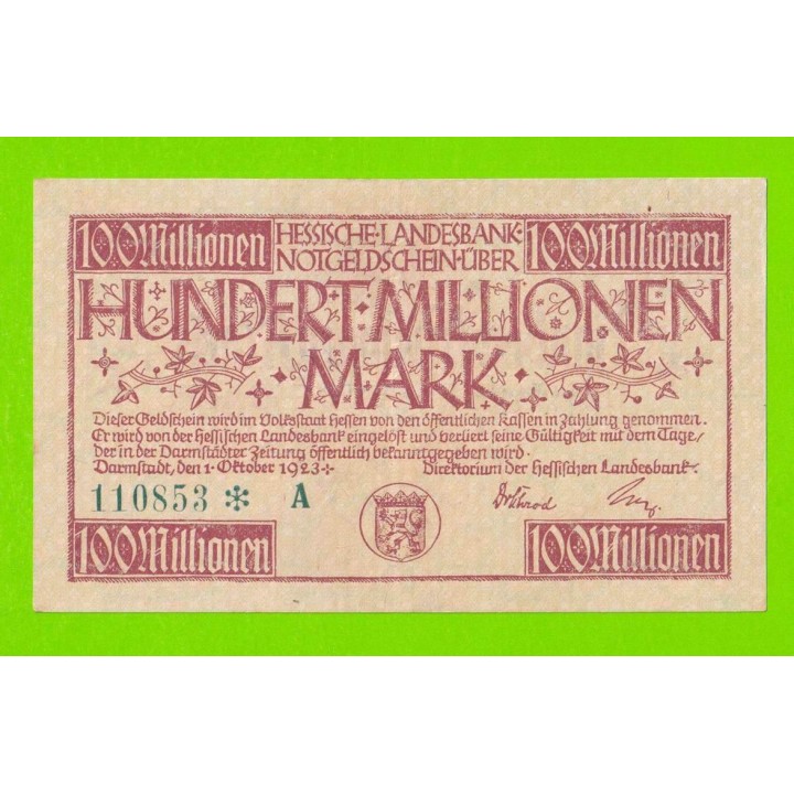 Германия, Дармштадт - 100000000 / 100 миллионов марок - 1923 (*A)