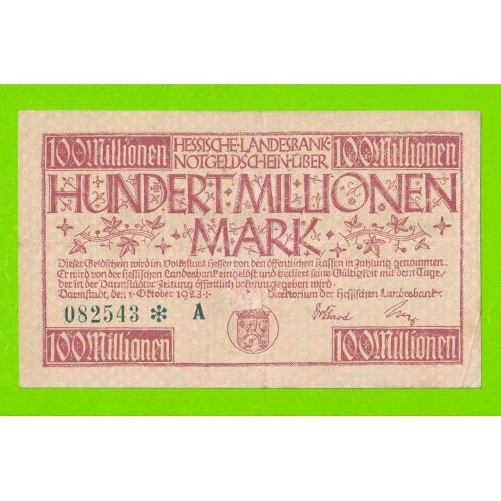 Германия, Дармштадт - 100000000 / 100 миллионов марок - 1923 (*A)