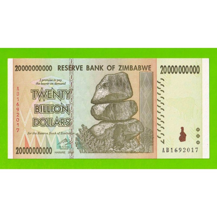 Зимбабве - 20000000000 / 20 миллиардов долларов - 2008 (AB) - aUNC+!!!