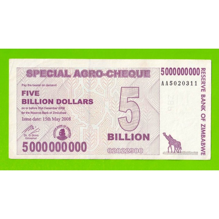 Зимбабве - 5000000000 / 5 миллиардов долларов - 2008 (AA)