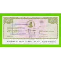 Зимбабве - 20000 долларов - Дорожный чек - 2003 - XF!!!