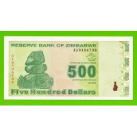 Зимбабве - 500 долларов - 2009 (AA) - UNC!!!