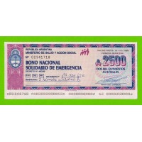 Аргентина - 2500 аустралей - 1989 - aUNC!!!