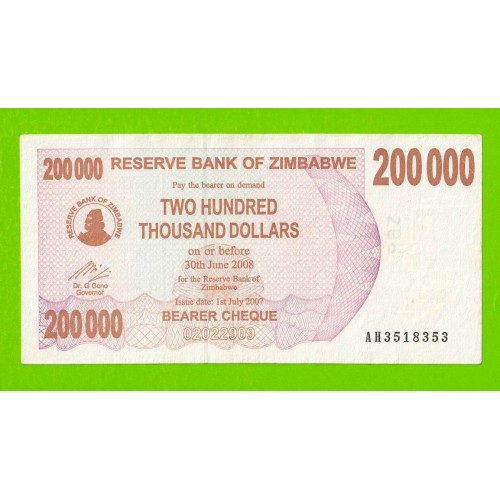Зимбабве - 200000 долларов - 2007 (AH)