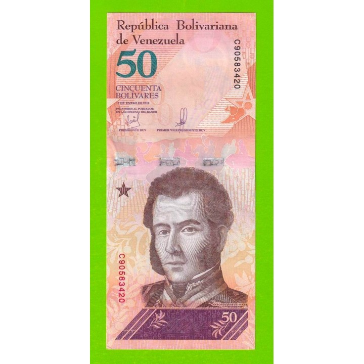 Венесуэла - 50 боливаров - 2018 (C) - aUNC!!!