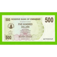Зимбабве - 500 долларов - 2006 (AG) - UNC!!!