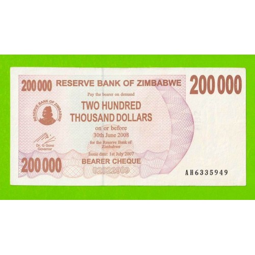 Зимбабве - 200000 долларов - 2007 (AH)