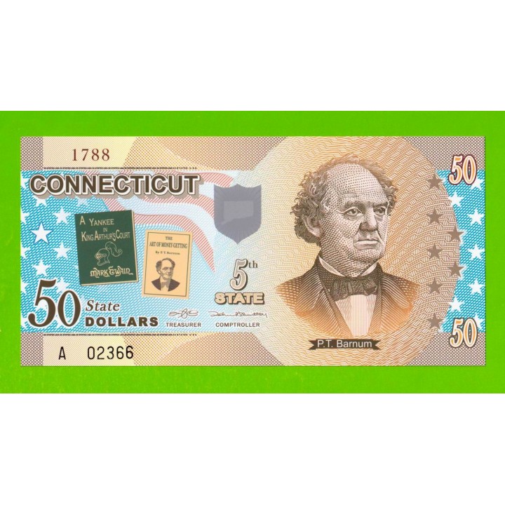 США - 50 долларов штата Коннектикут - 2014 (сувенирные, пластик) - UNC!!!