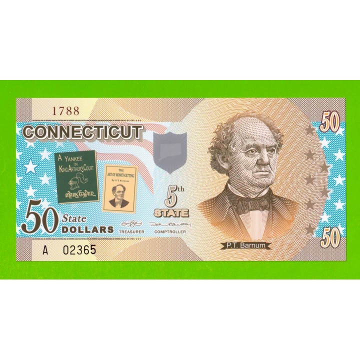 США - 50 долларов штата Коннектикут - 2014 (сувенирные, пластик) - UNC!!!