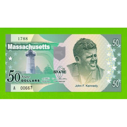 США - 50 долларов штата Массачусетс - 2014 (сувенирные, пластик) - UNC!!!