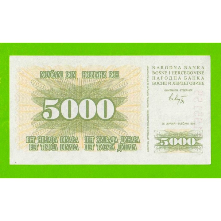 Босния и Герцеговина - 5000 динаров - 1993 (AB) - UNC!!!