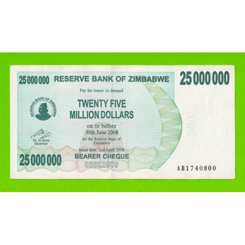 Зимбабве - 25000000 / 25 миллионов долларов - 2008 (AB)