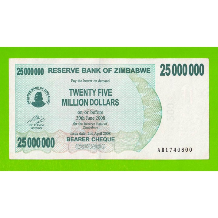 Зимбабве - 25000000 / 25 миллионов долларов - 2008 (AB)