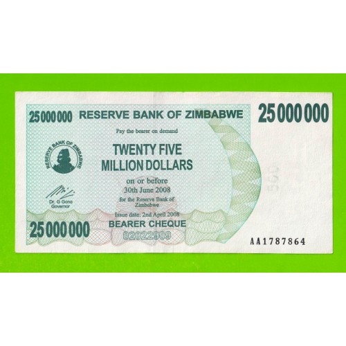 Зимбабве - 25000000 / 25 миллионов долларов - 2008 (AA)