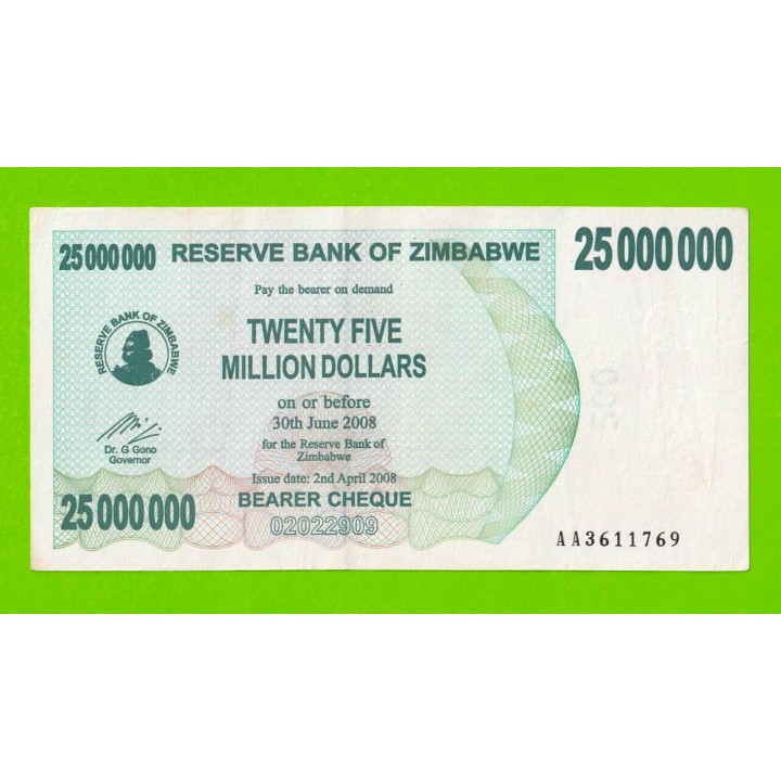 Зимбабве - 25000000 / 25 миллионов долларов - 2008 (AA)